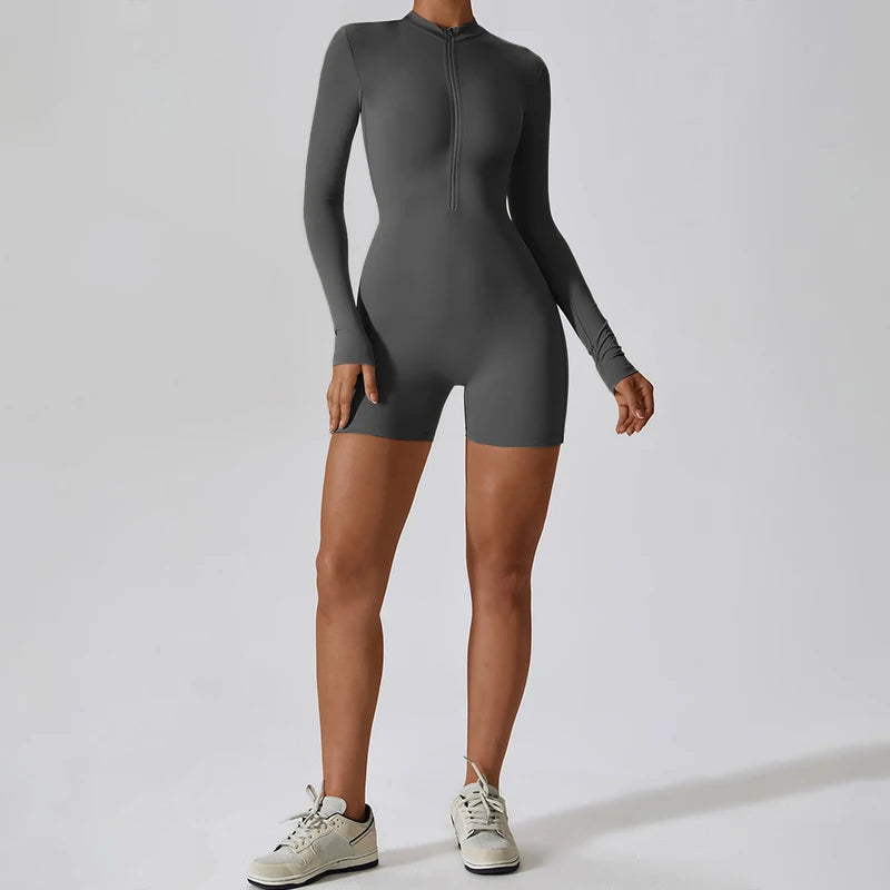 SHORT LONG SLEEVE JUMPSUIT